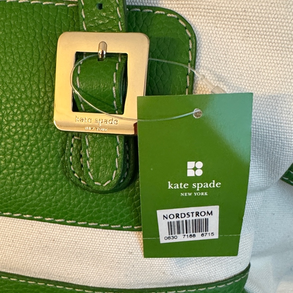 NWT Kate Spade Bridget Green Leather & Canvas Bag circa 2008 - Picture 3 of 15